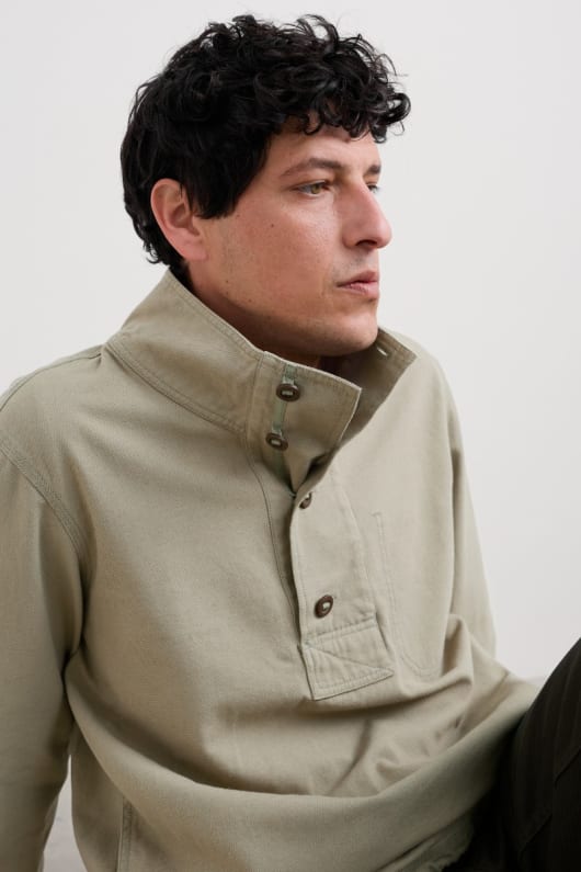 mens clay stone organic cotton pullover smock