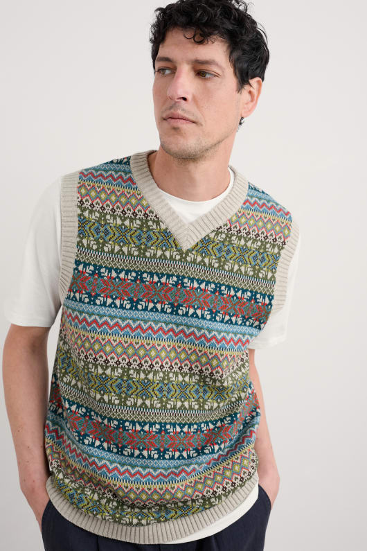 mens kitto fair isle vest