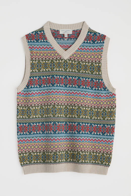 mens kitto fair isle vest