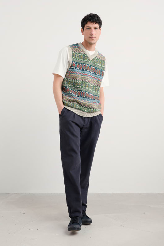mens kitto fair isle vest