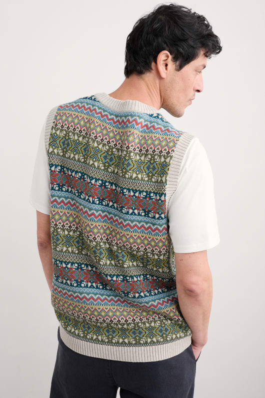 mens kitto fair isle vest