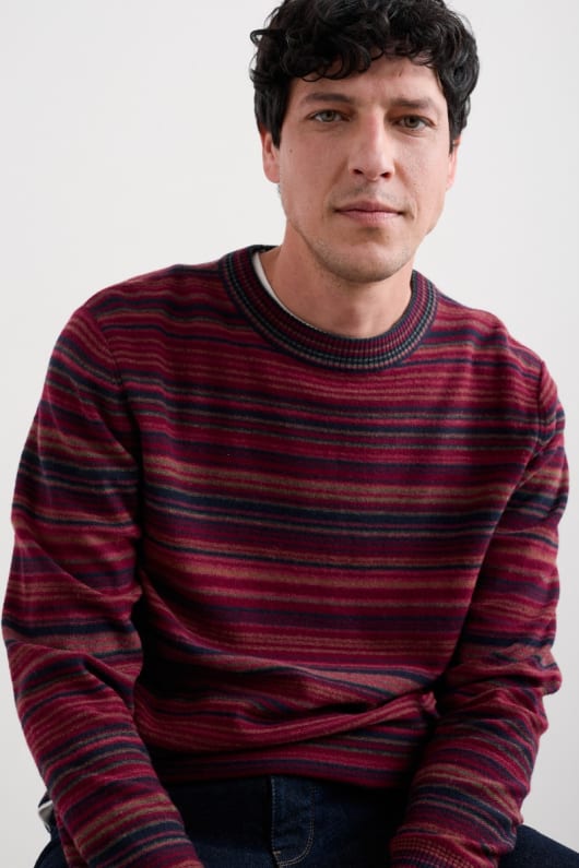 mens notebook striped jumper with lambswool