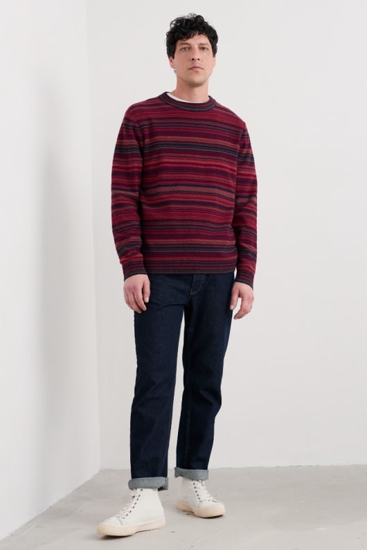 mens notebook striped jumper with lambswool