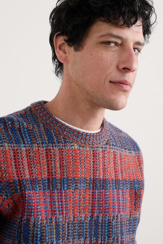 mens polkirt check jumper
