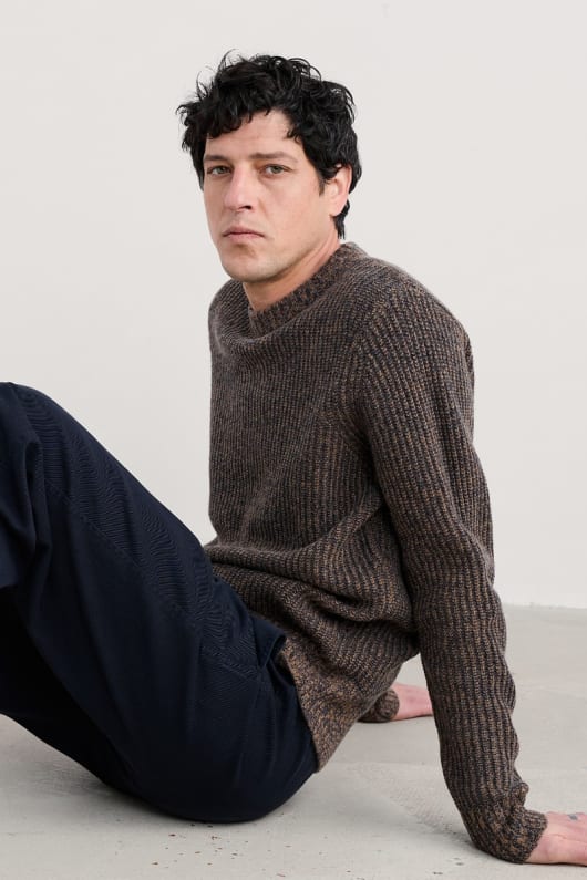 mens wheelwright ribbed lambswool blend jumper