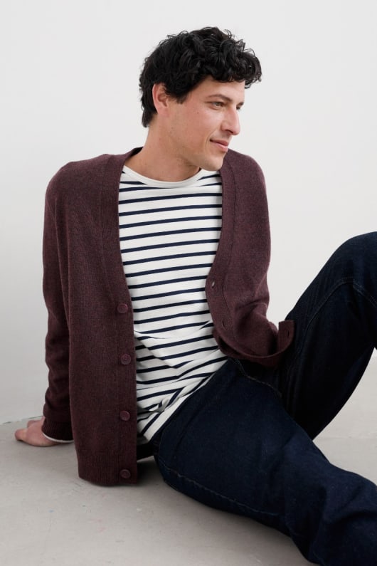 mens cleer lambswool blend cardigan