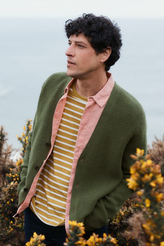 mens scotts quay waffle knit cardigan