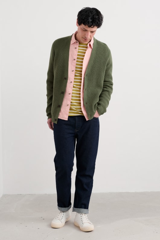 mens scotts quay waffle knit cardigan