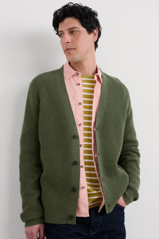 mens scotts quay waffle knit cardigan