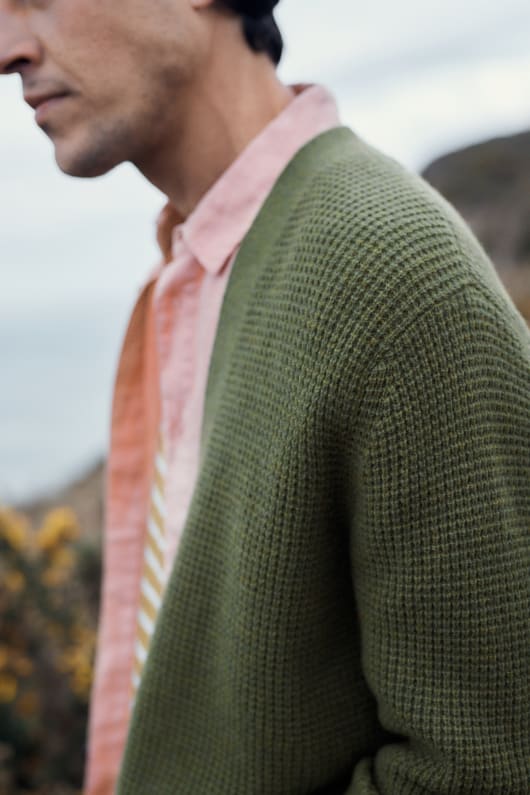 mens scotts quay waffle knit cardigan