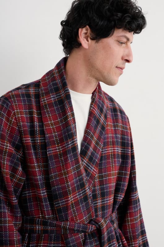 mens deckhand checked flannel robe