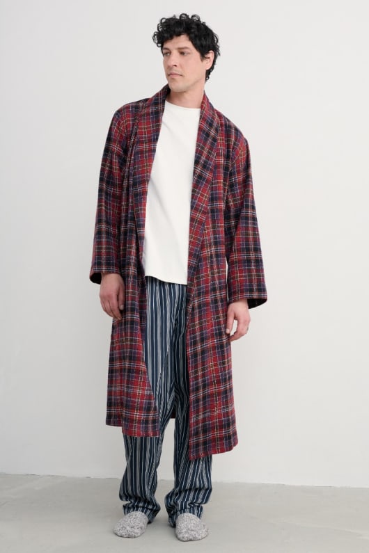 mens deckhand checked flannel robe