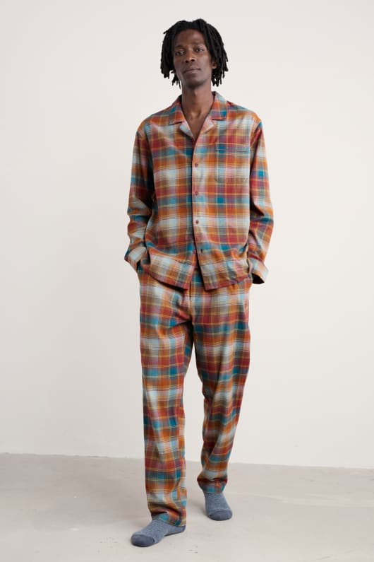mens netter checked flannel pyjama set