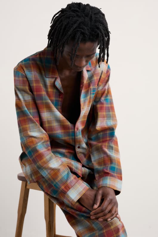 mens netter checked flannel pyjama set