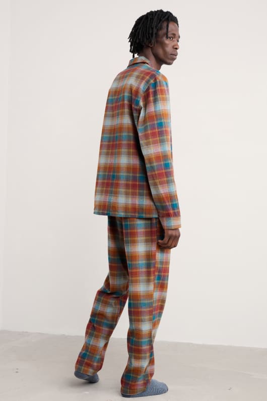 mens netter checked flannel pyjama set