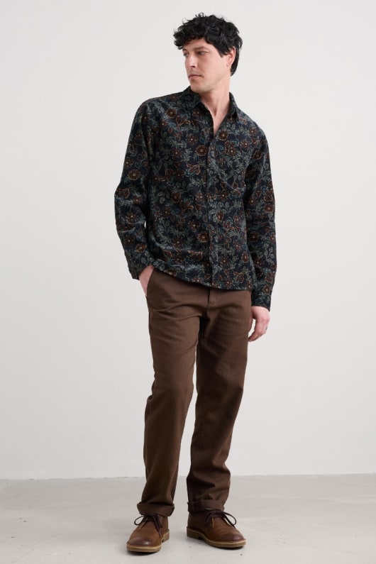 mens shoreman printed cord shirt