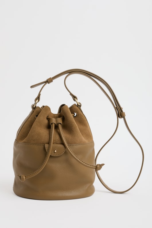 mor tide suede and leather bucket bag