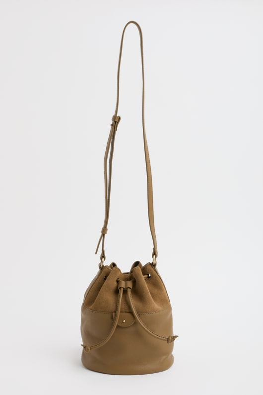 mor tide suede and leather bucket bag