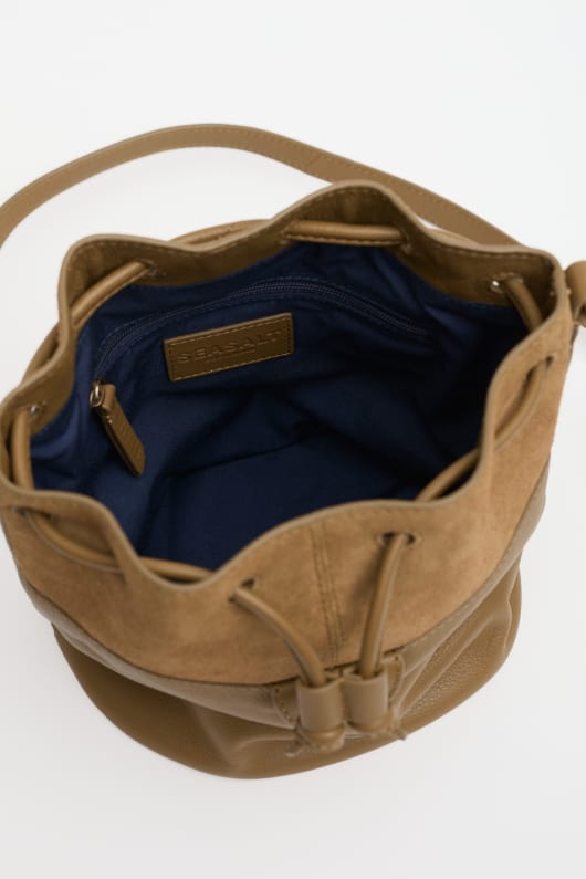 mor tide suede and leather bucket bag