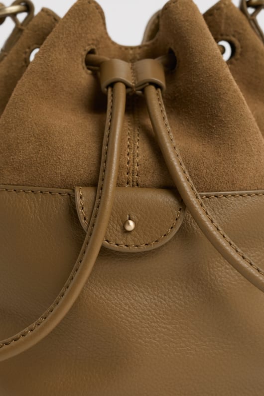 mor tide suede and leather bucket bag