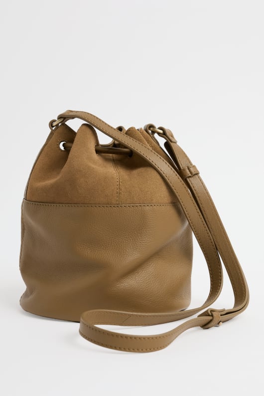 mor tide suede and leather bucket bag