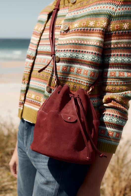 mor tide suede bucket bag