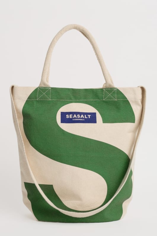 canvas green seasalt logo tote bag