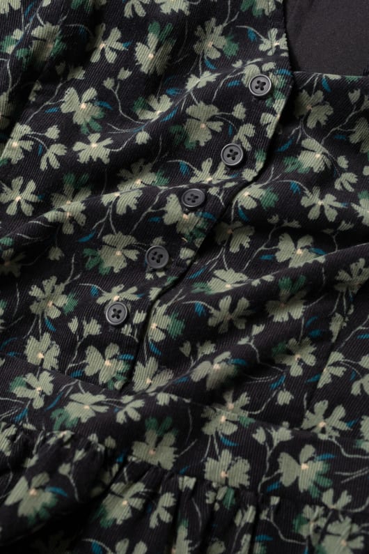 rose cottage printed cord midi dress