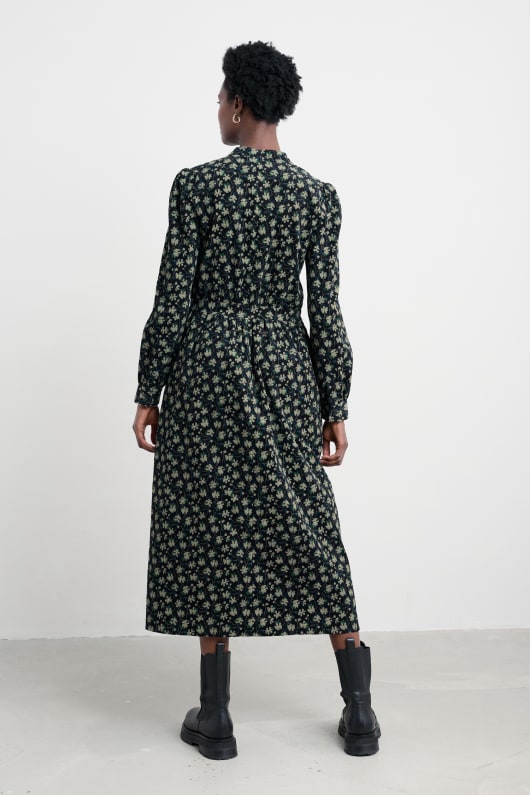 rose cottage printed cord midi dress