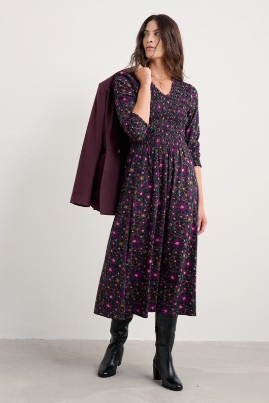sea sound jersey v-neck midi dress