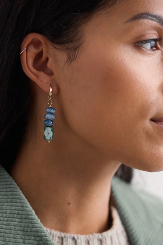 posies ceramic bead drop earrings