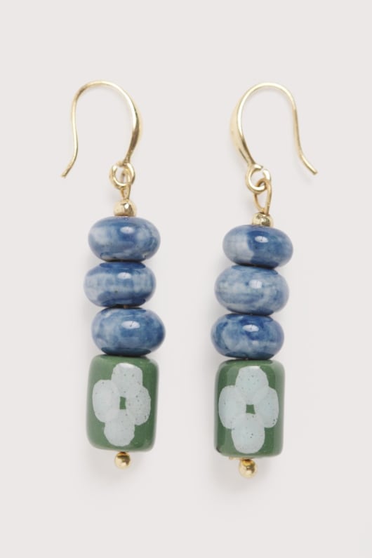 posies ceramic bead drop earrings