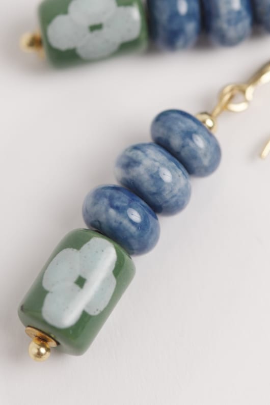 posies ceramic bead drop earrings