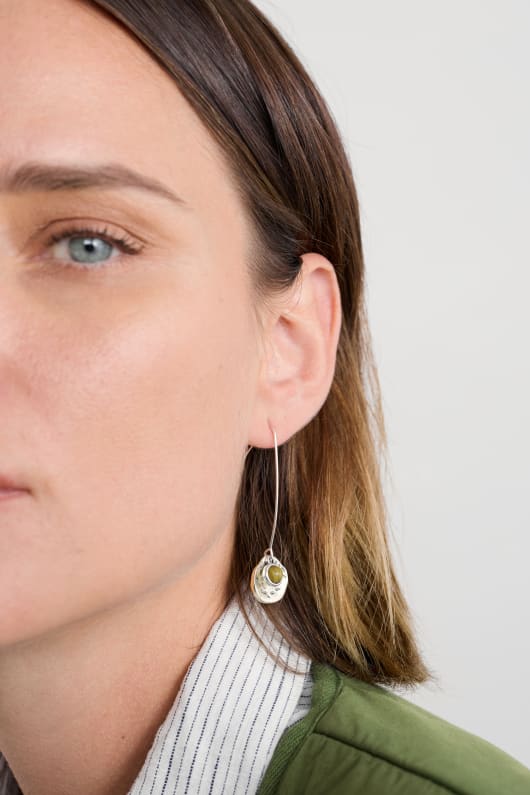double disc drop earrings