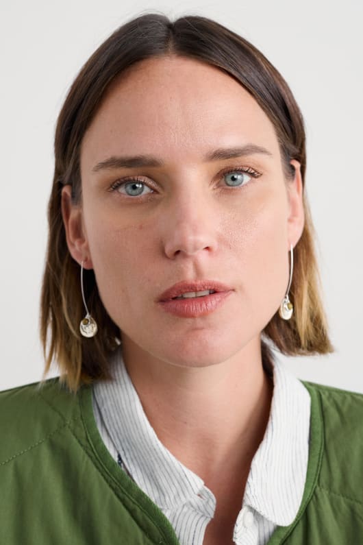 double disc drop earrings