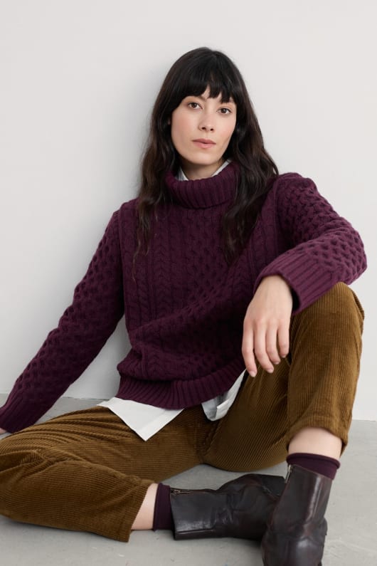 pine forest cable knit merino jumper