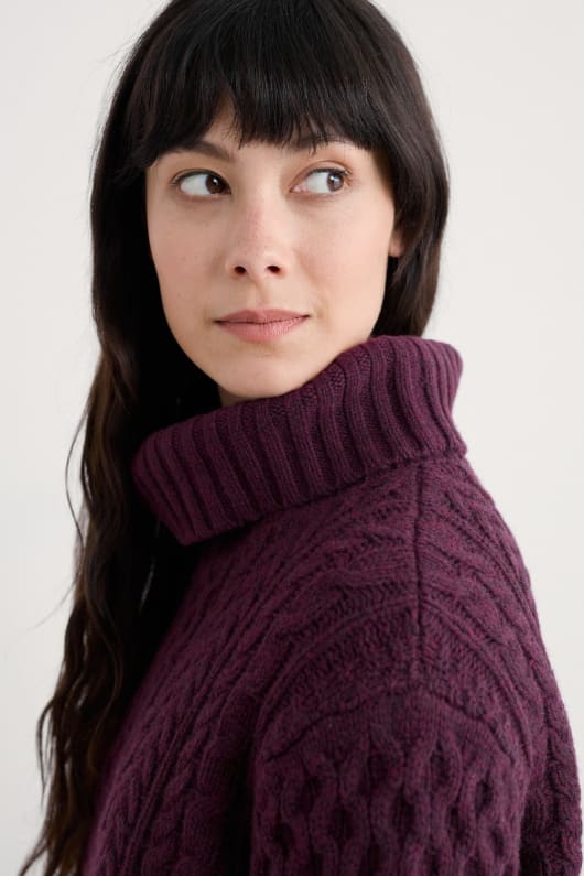 pine forest cable knit merino jumper