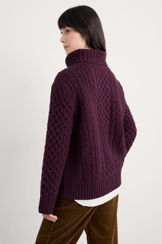 pine forest cable knit merino jumper