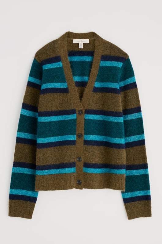 etching v-neck cardigan contains mohair