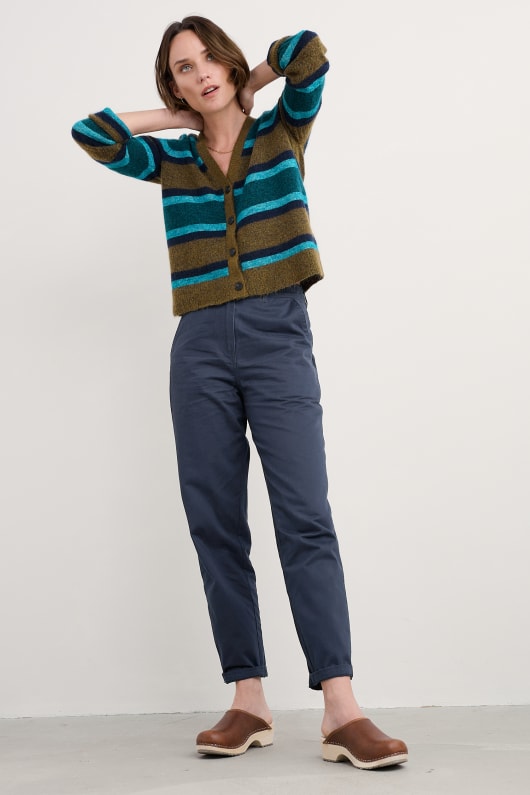 etching v-neck cardigan contains mohair