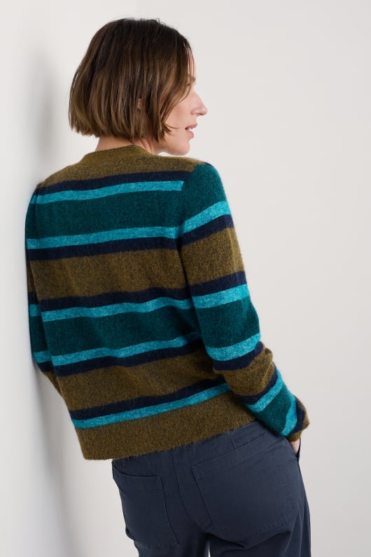etching v-neck cardigan contains mohair