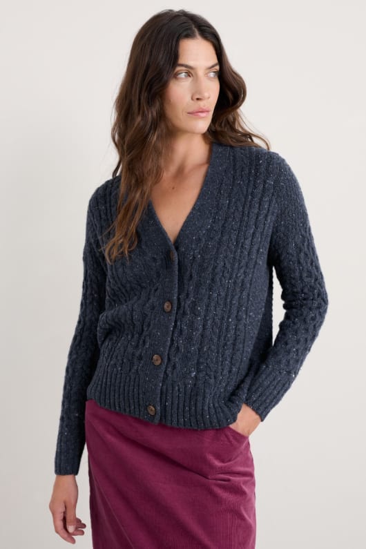 newlyn cardigan made with merino wool