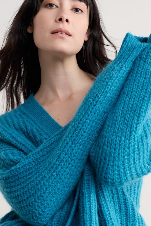 brushwork v-neck cardigan with mohair