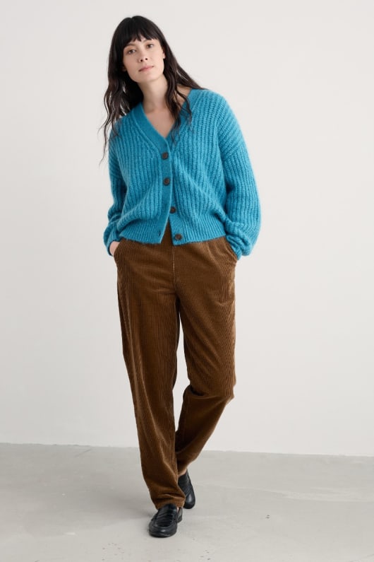 brushwork v-neck cardigan with mohair