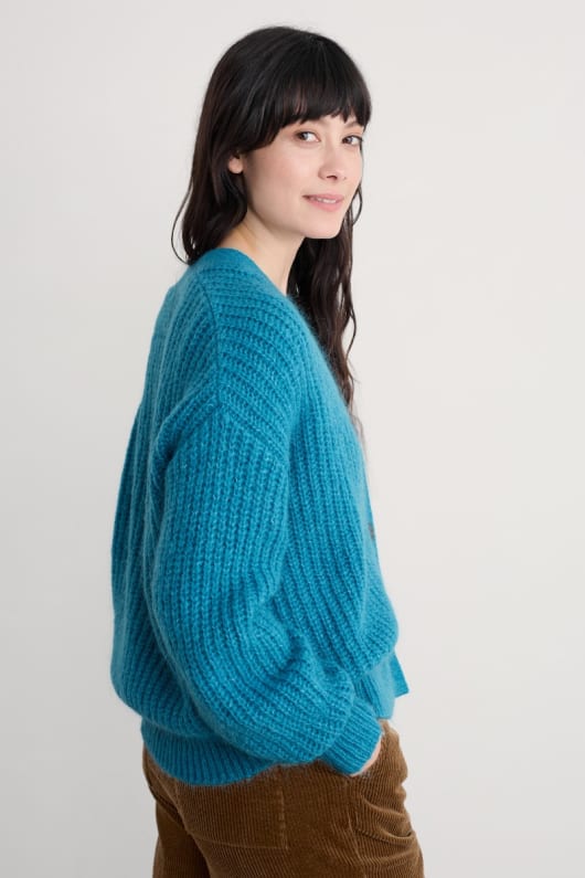 brushwork v-neck cardigan with mohair