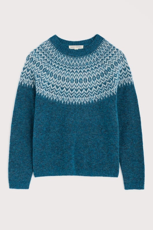 spruce frost mohair-blend fair isle jumper
