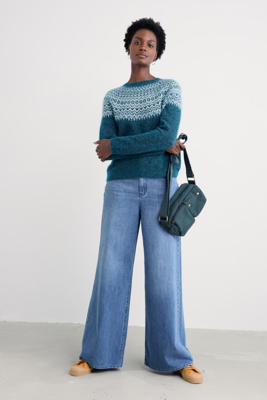 spruce frost mohair-blend fair isle jumper