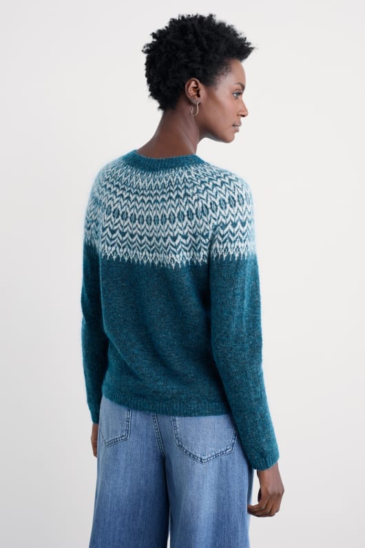 spruce frost mohair-blend fair isle jumper