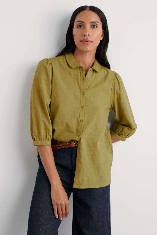 hope cottage organic cotton check blouse