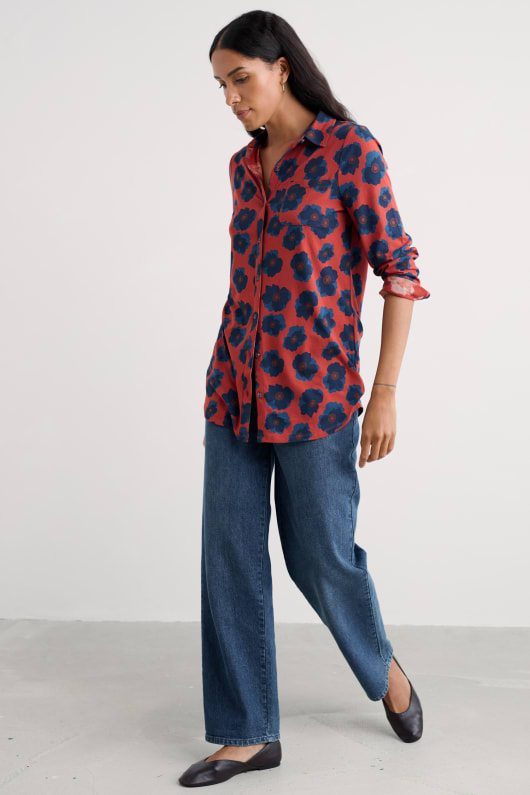dove plant jersey button-through tunic